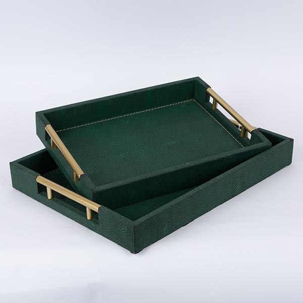 SET 2x Decoratief dienblad 40x30/34x24 cm groen