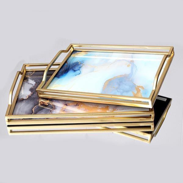SET 2x Decoratief dienblad 40x30/35x25 cm goud
