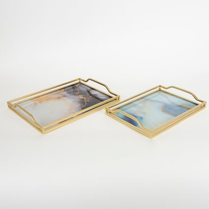 SET 2x Decoratief dienblad 40x30/35x25 cm goud