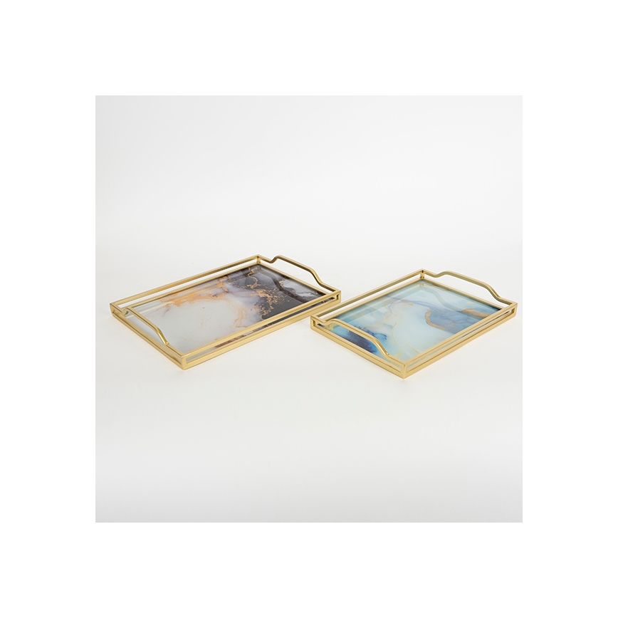 SET 2x Decoratief dienblad 40x30/35x25 cm goud