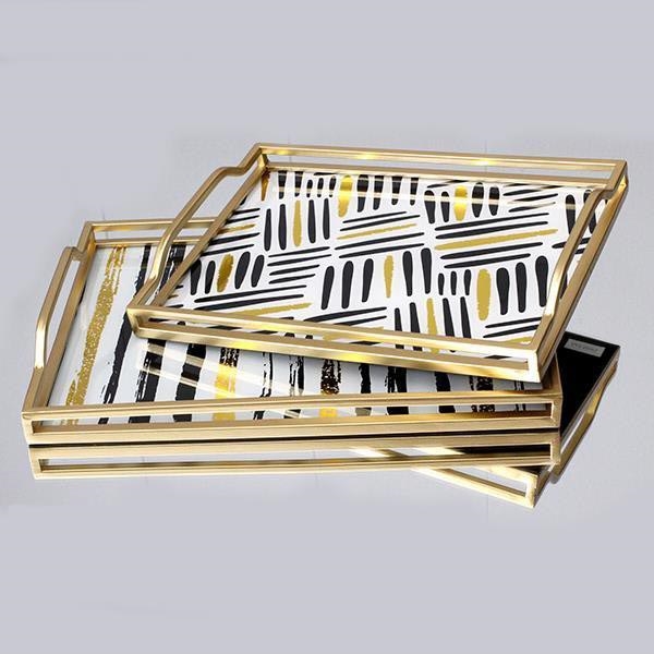 SET 2x Decoratief dienblad 40x30/35x25 cm goud
