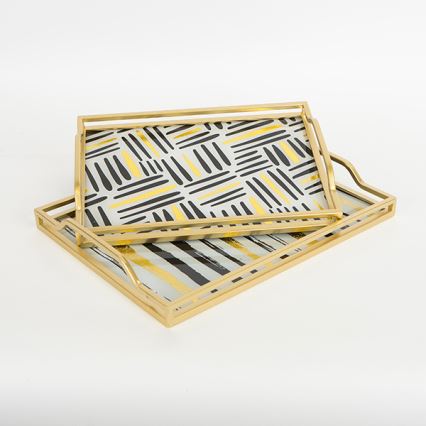 SET 2x Decoratief dienblad 40x30/35x25 cm goud
