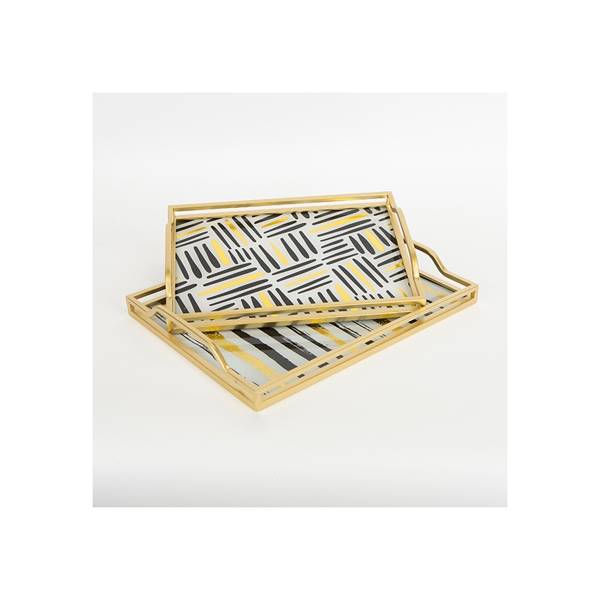 SET 2x Decoratief dienblad 40x30/35x25 cm goud