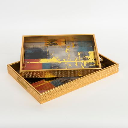 SET 2x Decoratief dienblad 40x30/35x25 cm goud