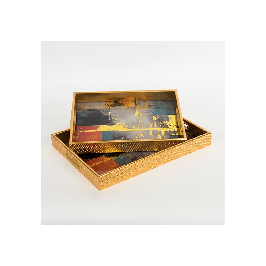 SET 2x Decoratief dienblad 40x30/35x25 cm goud