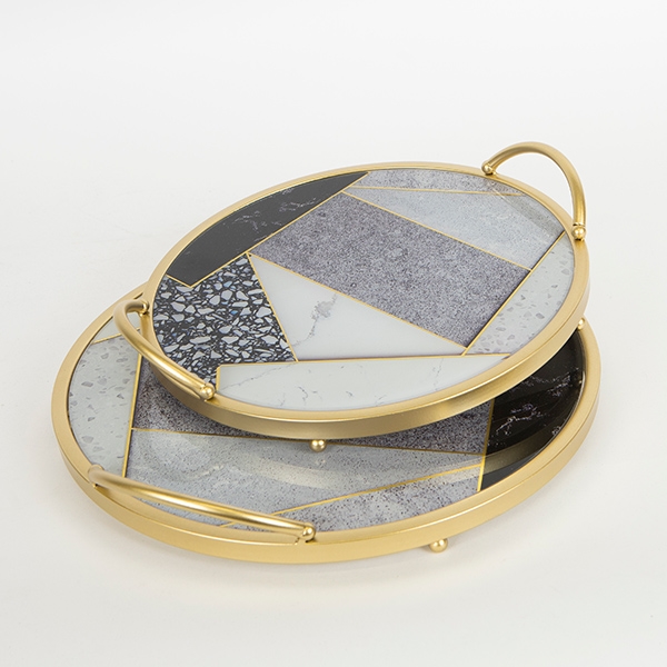 SET 2x Decoratief dienblad diameter 35/30 cm goud