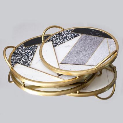 SET 2x Decoratief dienblad diameter 35/30 cm goud