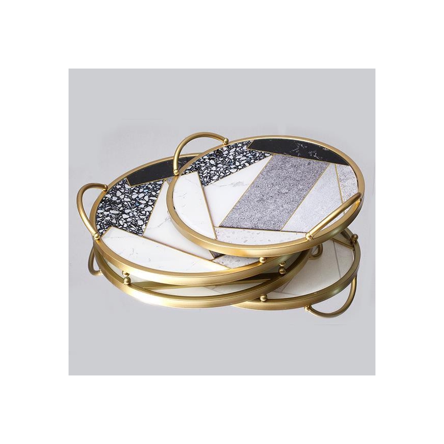 SET 2x Decoratief dienblad diameter 35/30 cm goud