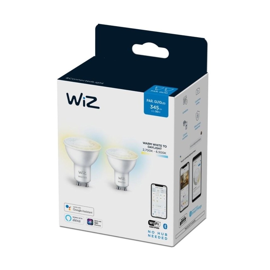 SET 2x Dimbare LED Lamp PAR16 GU10/4,7W/230V 2700-6500K CRI 90 Wi-Fi - WiZ