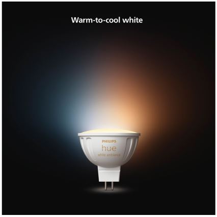 SET 2x Dimbare LED Lamp Philips Hue White Ambiance GU5,3/MR16/5,1W/12V 2200-6500K