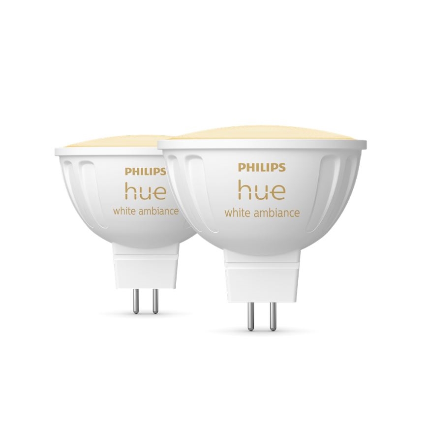 SET 2x Dimbare LED Lamp Philips Hue White Ambiance GU5,3/MR16/5,1W/12V 2200-6500K