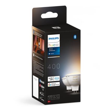 SET 2x Dimbare LED Lamp Philips Hue White Ambiance GU5,3/MR16/5,1W/12V 2200-6500K