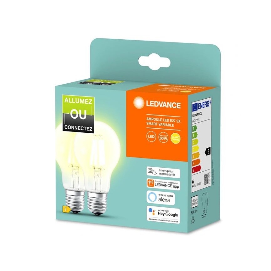 SET 2x Dimbare LED Lamp SMART+ A60 E27/6W/230V 2700K  - Ledvance