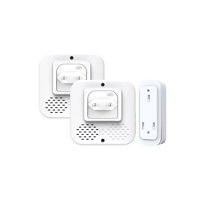 SET 2x Draadloze deurbel met stekker kinetisch 230V wit