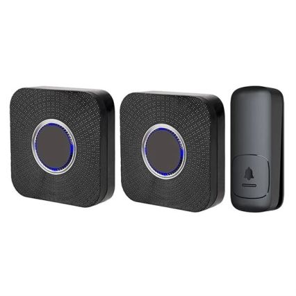 SET 2x Draadloze deurbel met stekker kinetisch 230V zwart