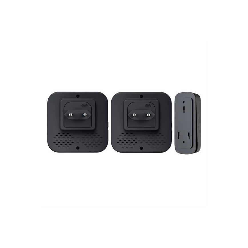 SET 2x Draadloze deurbel met stekker kinetisch 230V zwart