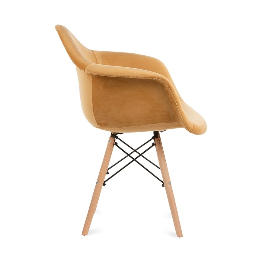 SET 2x Eetkamerstoel NEREA 80x60,5 cm geel/beuken