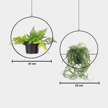 SET 2x Hangende bloempot 25cm/30cm metaal