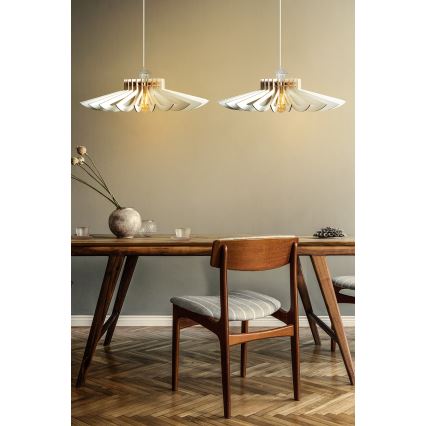 SET 2x Hanglamp aan een koord 1xE27/60W/230V wit diameter 52 cm