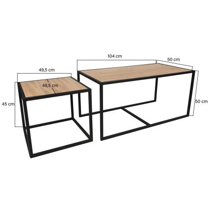 SET 2x Koffie Tafel ATLANTIS bruin/zwart