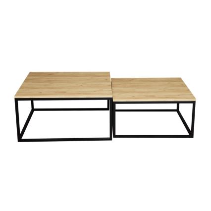 SET 2x Koffie Tafel DUAL goud eiken/zwart
