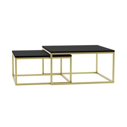 SET 2x Koffie Tafel DUAL zwart/goud