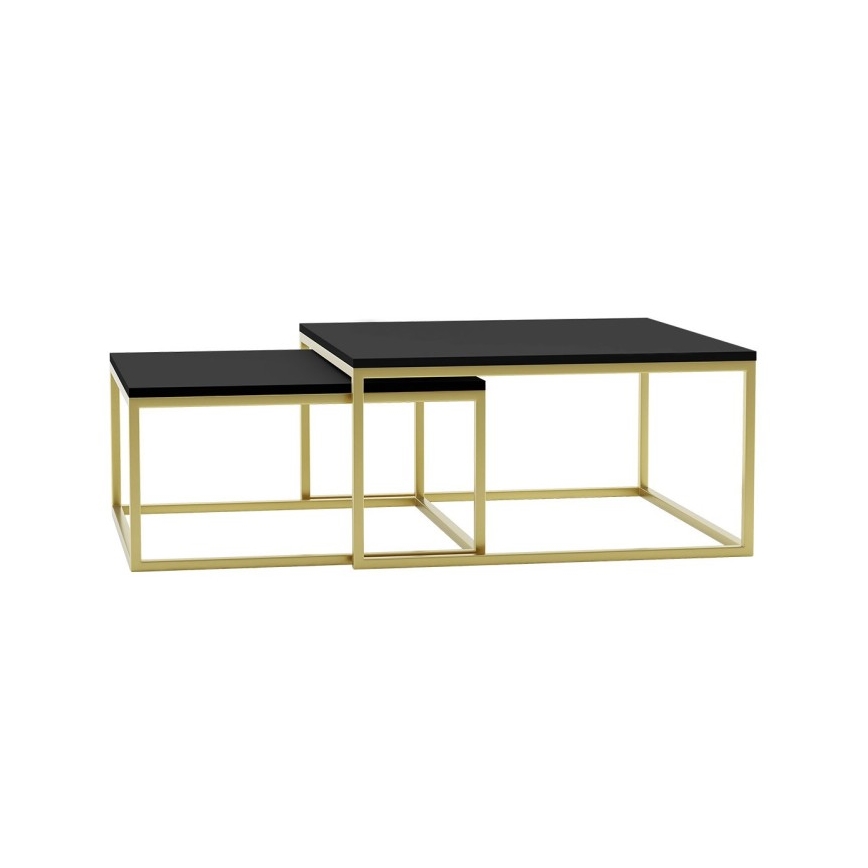 SET 2x Koffie Tafel DUAL zwart/goud