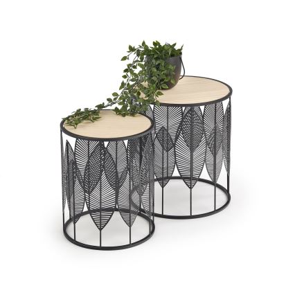 SET 2x Koffie Tafel FOLLA diameter 33/40 cm zwart