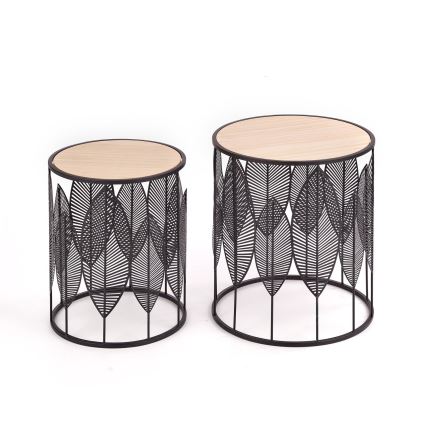 SET 2x Koffie Tafel FOLLA diameter 33/40 cm zwart