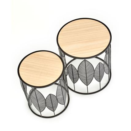 SET 2x Koffie Tafel FOLLA diameter 33/40 cm zwart