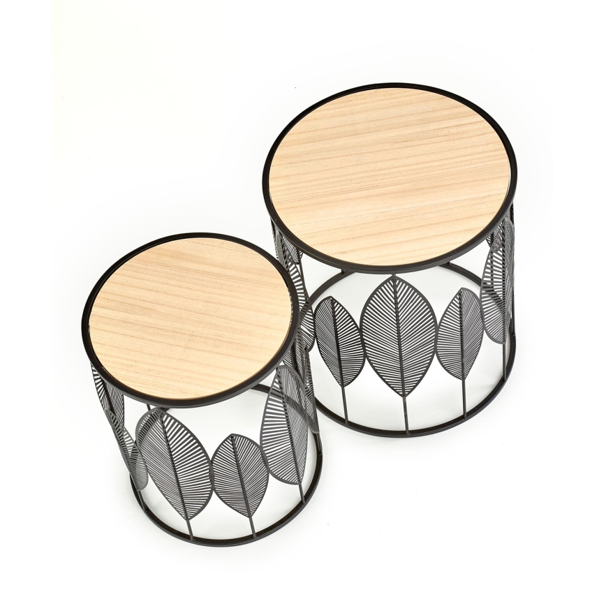 SET 2x Koffie Tafel FOLLA diameter 33/40 cm zwart