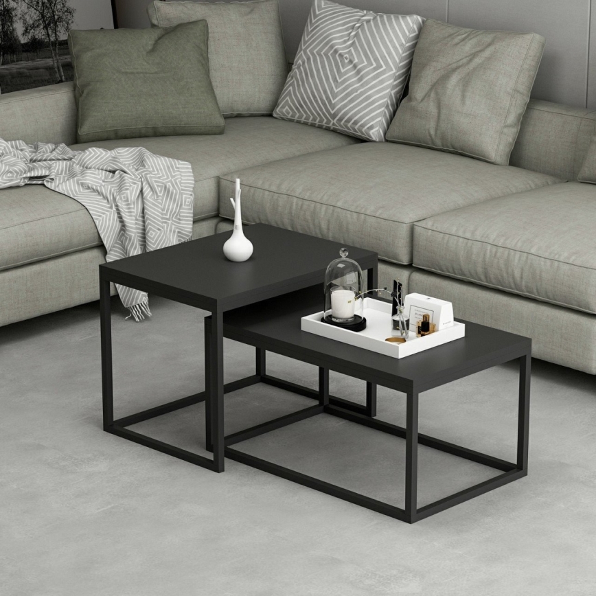SET 2x Koffie Tafel LEKA zwart