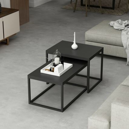 SET 2x Koffie Tafel LEKA zwart