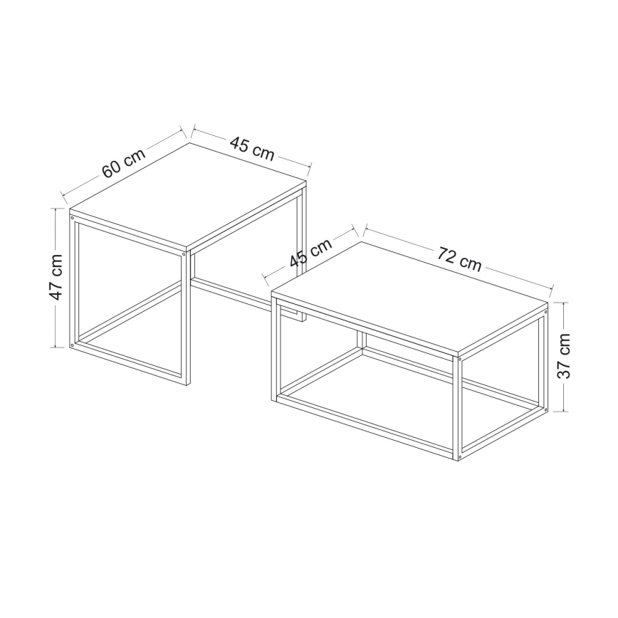 SET 2x Koffie Tafel LEKA zwart