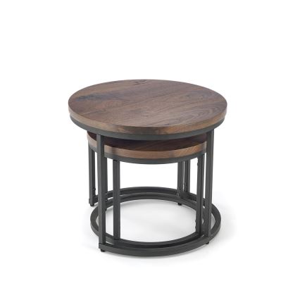 SET 2x Koffie Tafel OREO diameter 43/53 cm zwart/walnoot
