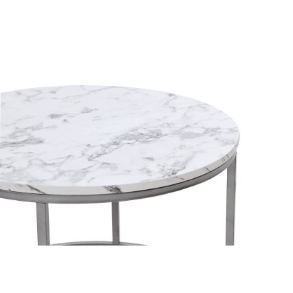 SET 2x Koffie Tafel PAOLA diameter 38/60 cm grijs/marmeren decor