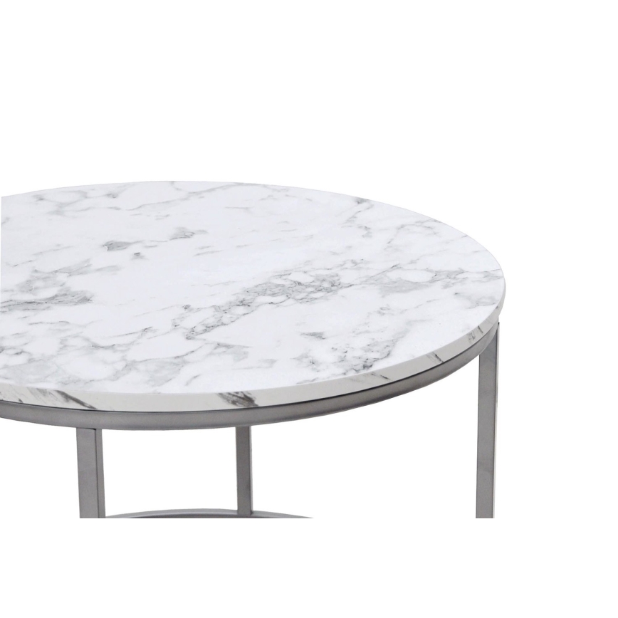 SET 2x Koffie Tafel PAOLA diameter 38/60 cm grijs/marmeren decor