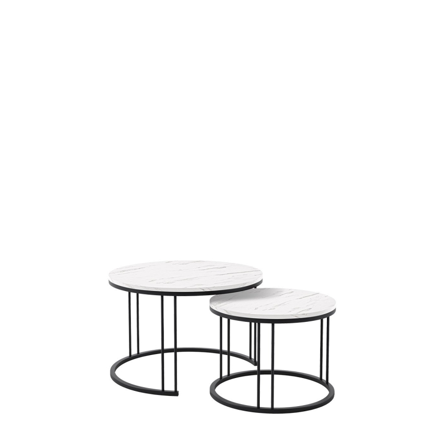 SET 2x Koffie Tafel RAGNAR zwart/wit
