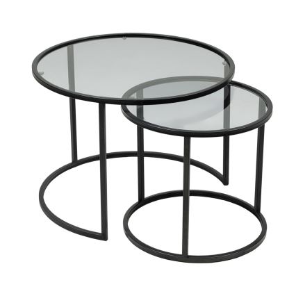 SET 2x Koffie Tafel TOKYO diameter 42/60 cm zwart