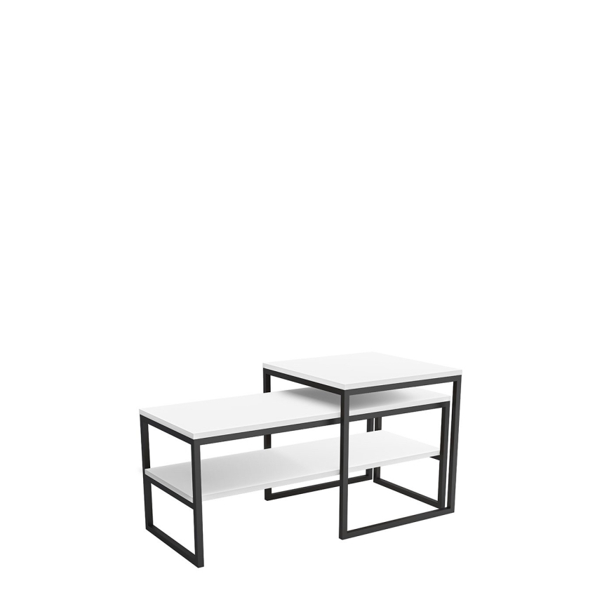 SET 2x Koffie Tafel TONY zwart/wit