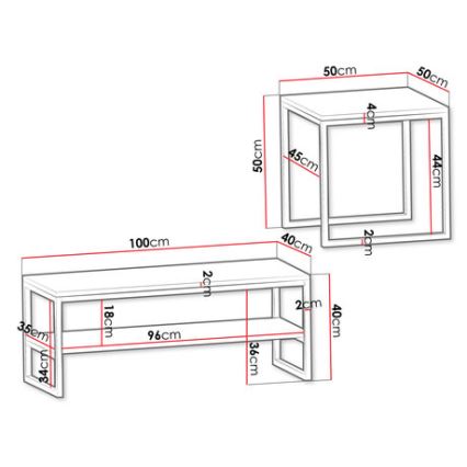 SET 2x Koffie Tafel TONY zwart/wit
