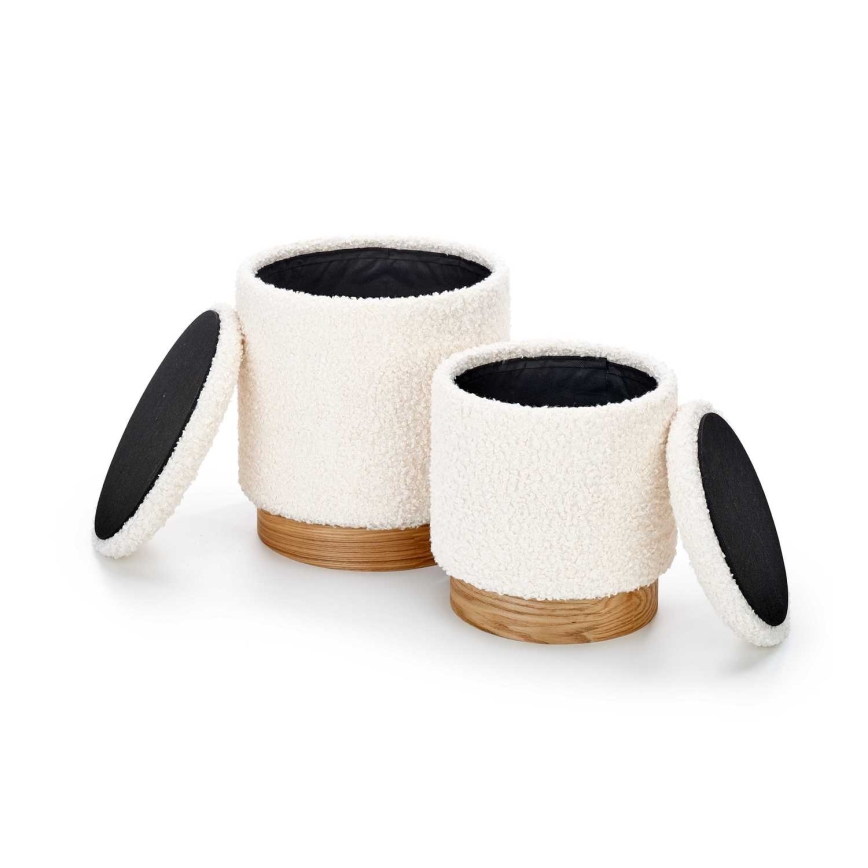SET 2x Krukje CANCUN diameter 31/38 cm wit/bruin