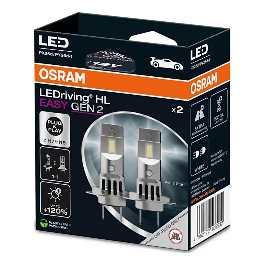 SET 2x LED Autolamp EASY GEN H7 PX26d/16W/12V 6500K - Osram