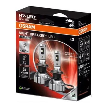 SET 2x LED Autolamp NIGHT BREAKER H7 PX26d/16W/12V 6000K - Osram