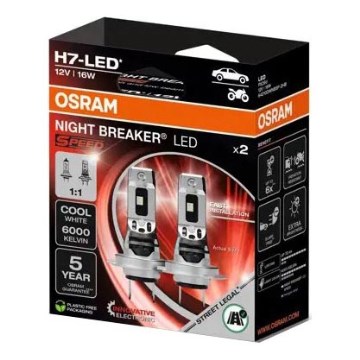 SET 2x LED Autolamp NIGHT BREAKER H7 PX26d/16W/12V 6000K - Osram