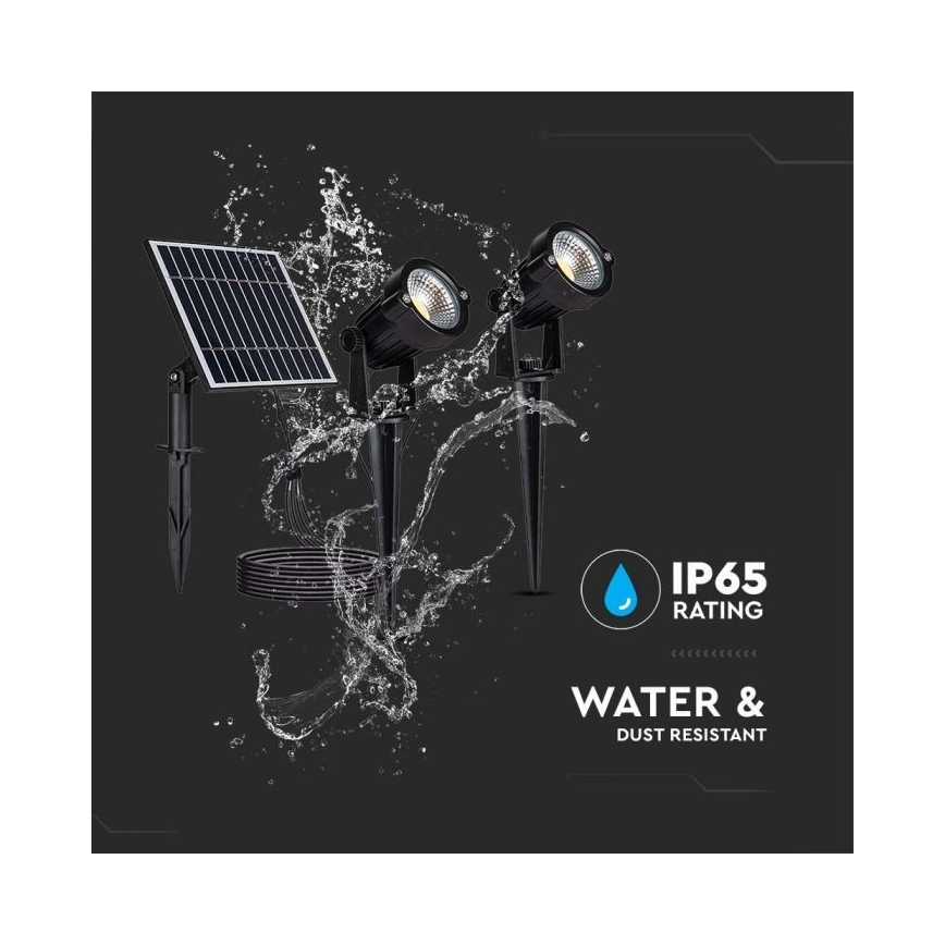 SET 2x LED Buiten zonne-energie lamp 2xLED/1,2W/3,7V IP65 3000K 4000 mAh