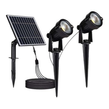 SET 2x LED buitenlamp op zonne-energie 2xLED/1,2W/3,7V IP65 3000K