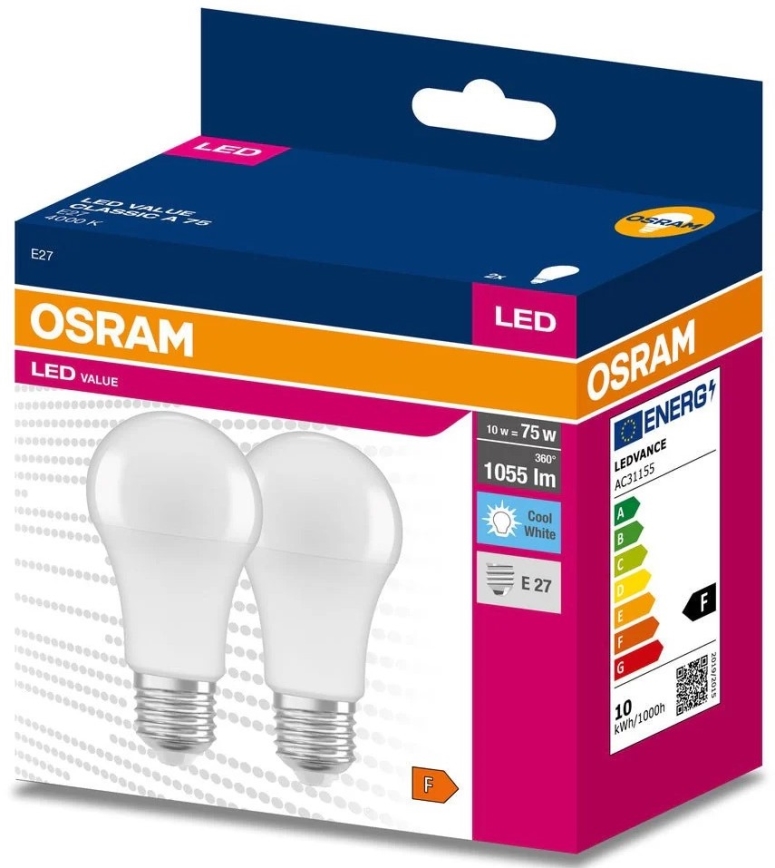 SET 2x LED Lamp A60 E27/10W/230V 4000K - Osram
