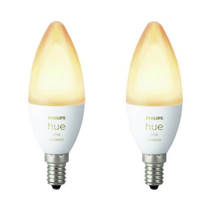 SET 2x LED Lamp dimbaar Philips Hue WHITE AMBIANCE B39 E14 / 4W / 230V 2200K - 6500K