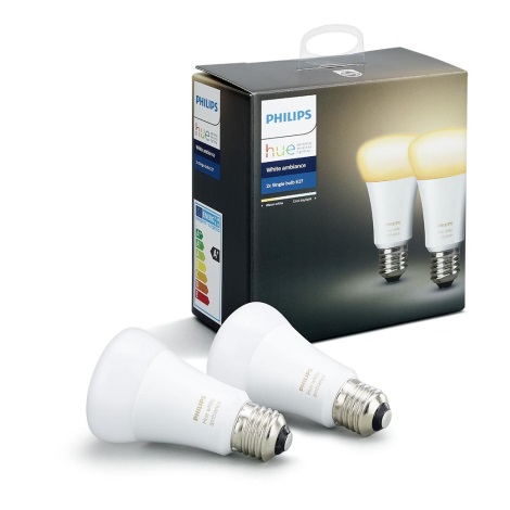 SET 2x LED Lamp dimbaar Philips Hue WHITE AMBIANCE E27/9,5W/230V